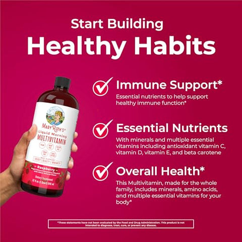 Maryruth'S Liquid Morning Multivitamin Raspberry (32Oz) & Liquid Nighttime Multimineral Coconut (15.22Oz) Sugar-Free No Melatonin Vegan Non-Gmo Supports Sleep Beauty And Overall Health