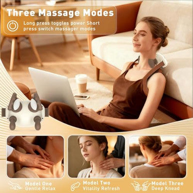 Lideeya 4D Wireless Neck And Shoulder Massager Bionic Hands Deep Tissue Shiatsu Neck Massager With 3 Relaxation Modes Portable Electric Kneading Massager For Home Office Holiday