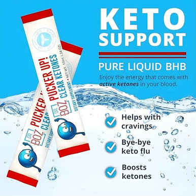 Dr. Boz - Pucker Up! Clear Ketones 20 Packets - Pure Liquid Bhb - Fast Acting Exogenous Ketones - Increase Energy & Clarity - Max Strength - Quality Tested - Made In Usa - Keto Diet 0.34Oz (10Ml)