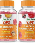 Lifeable Magnesium Citrate Kids + Calcium Magnesium & Zinc Kids Gummies Bundle Great Tasting Vitamin Supplement Gluten Gmo Chewable Gummy