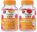 Lifeable Magnesium Citrate Kids + Calcium Magnesium & Zinc Kids Gummies Bundle Great Tasting Vitamin Supplement Gluten Gmo Chewable Gummy