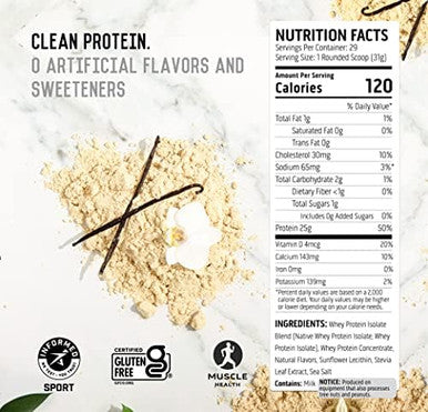 Ascent 100% Whey Protein Powder, Vanilla Bean 2 Lb & Creatine Monohydrate Powder, Unflavored 45 Servings