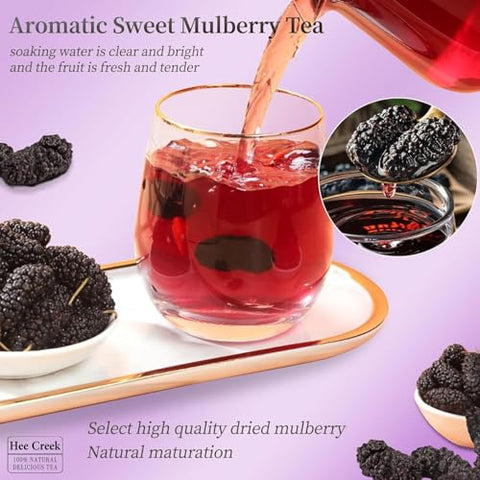Hee Creek Top Grade Dried Mulberries Black Mulberry Tea 280g/10oz Wild Black Mulberry Dried Fruit No Sugar Added & No Additives Sand Free Nourishing Ã¦Â¡â€˜Ã¨â€˜Å¡ Ã¦Â¡â€˜Ã¨â€˜Å¡Ã¥Â¹Â²