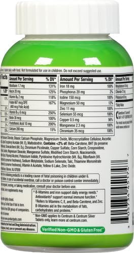 Centrum Adult Multivitamin/Multimineral Supplement With Antioxidants, Zinc, Vitamin D3 And B Vitamins, Gluten Free, Non-Gmo Ingredients - 200 Count (Pack Of 2)