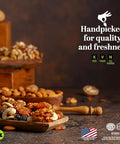 NUT CRAVINGS - Purim Mishloach Manot Mixed Nuts Gift Basket in White Gold Box (9 Assortments) Ramadan Gifts Treats for Adults, Food Arrangement, Healthy Snack Care Package, Kosher