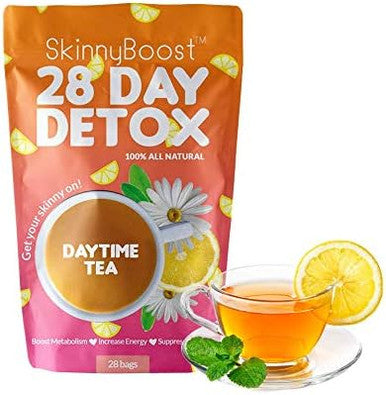 Skinny Boost 28 Day Detox Daytime Tea -(28 Tea Bags) Supports Metabolism Boost, Detox, All Natural, Non GMO, Vegan, Keto Friendly