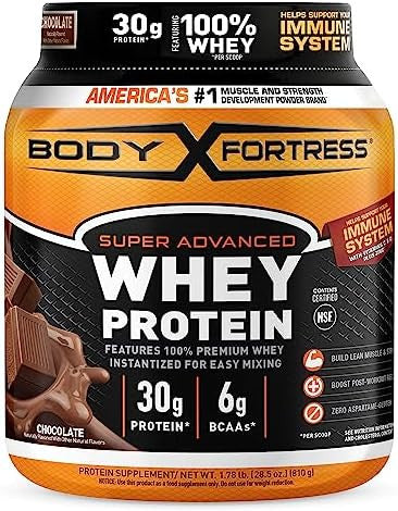 Body Fortress 100% Whey Premium Protein Powder Chocolate 1.78Lbs (Packaging May Vary) & 100% Whey Premium Protein Powder Chocolate Peanut Butter 1.78Lbs (Packaging May Vary)