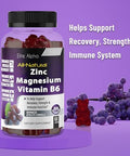 Zinc+Magnesium+Vitamin B6 Max Strength Gummies - Potent All-Natural Zinc, Magnesium, B6 For Immune Support And Muscle Energy & Recovery Elite Alpha