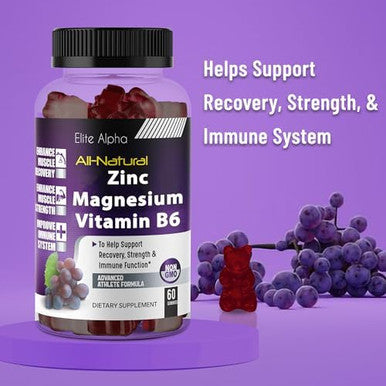 Zinc+Magnesium+Vitamin B6 Max Strength Gummies - Potent All-Natural Zinc, Magnesium, B6 For Immune Support And Muscle Energy & RecoveryÃƒÂ¢Ã¢â‚¬ÂÃ¢â‚¬Å¡Elite Alpha