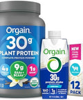 Orgain 30G High Protein Ready To Drink Shake Vanilla Bean 11 Fl Oz (Pack Of 12) + Orgain Organic 30G Vegan Protein Powder Vanilla 2.01 Lb (Packaging May Vary) Bundle