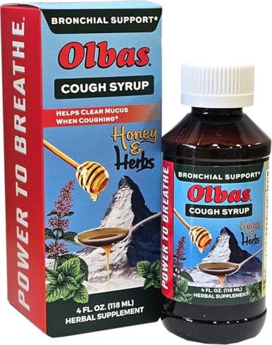 Olbas Cough Syrup Herbal Cough Suppressant With Natural Essential Oils & Honey Soothes Throat Relieves Chest Congestion & Supports Healthy Breathing 4 Fl Oz