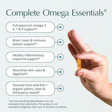 Natura Health Products Complete Omega Essentials Supplement - Balanced Blend Of Omega 3 6 7 & 9 Fatty Acids - Featuring Fish Oil Concentrate Borage Seed Oil Sea Buckthorn Berry ( ) 120 Softgels