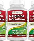 Best Naturals Larginine Lornithine 1000Mg Per Serving 120 Tablets Nongmo & Gluten (120 Count (Pack Of 1))