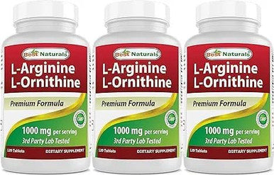Best Naturals Larginine Lornithine 1000Mg Per Serving 120 Tablets Nongmo & Gluten (120 Count (Pack Of 1))