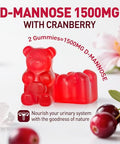 Natisland D Mannose With Cranberry Gummies D-Mannose Supplements 1500Mg For Women With Hibiscus For Urinary Tract Health Bladder Liver Support Sugar-Free Vegan Raspberry Flavor 60 Count