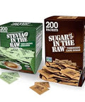 In the Raw Sugar and Stevia Sweetener Bundle 200 Turbinado Sugar Packets + 200 Stevia Packets (2 Piece Set)
