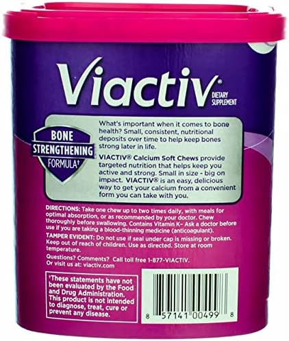 Viactiv Max Formula Calcium +Vitamin D3 Supplement For Bone Health Milk Chocolate 100 Soft Chews - 6 Pack