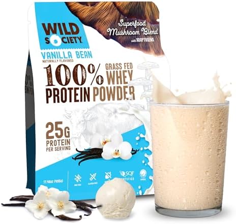 Wild Society - Top Flavor Mulitpack - 100% Grass Fed Whey Protein Powder + Superfood Mushrooms & Adaptogens - 25G Protein Clean Protein Powder 0 Added Sugar Non Gmo Gluten -