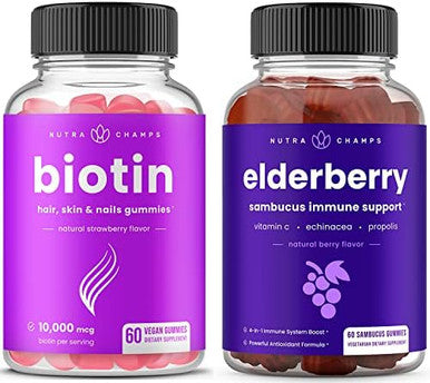 Nutrachamps Biotin Gummies And Elderberry Gummies Bundle