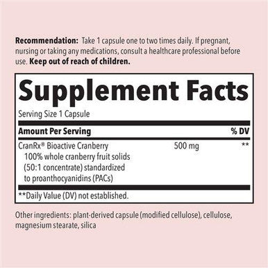Nature's Way CranRx Bioactive Cranberry Urinary Health 500mg potency Once Daily, 30 VCaps, 30 Oz