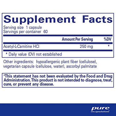 Pure Encapsulations AcetylLCarnitine 250 mg 60 vcaps