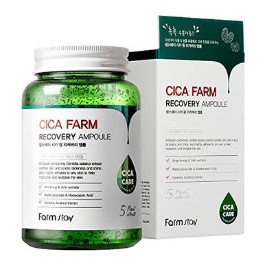 Farmstay Cica Farm Recovery Ampoule 8.45 Fl Oz/ 250Ml Hydrating Calming Gel Ampoule With Vitamin Capsules