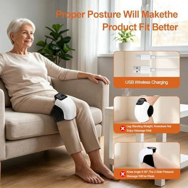 Deity Knee Massager Smart With Heat Vibration 3D Massage Red Light 4-In-1 Cordless Portable Knee Massager With Led Large Screen s For Grandma & Grandpa