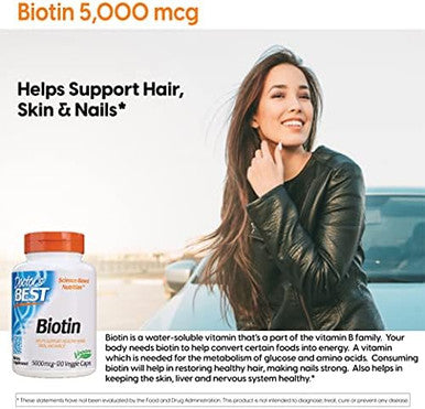 Doctor'S Best Biotin Supports Hair Skin Nails Boost Energy Nervous System Nongmo Vegan Gluten 120 Count