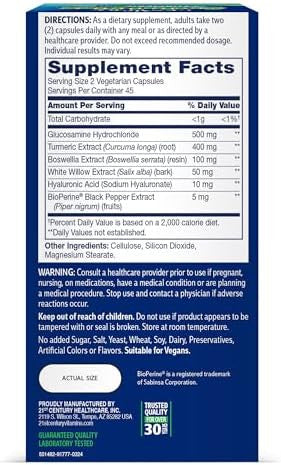 21St Century Arthriflex Advantage Plus Turmeric Vegetarian Capsules 90 Count