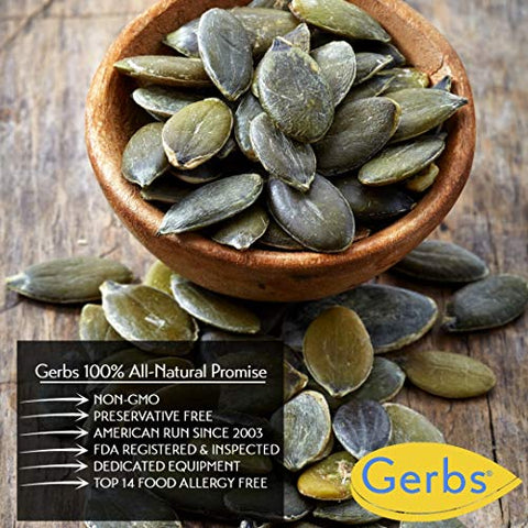 Gerbs Raw Pumpkin Seed Kernels 2 lbs. | North American Grown, No Artificial Additives, Resealable Bag | Mild & Crunchy Texture | Top 14 Allergen-Free