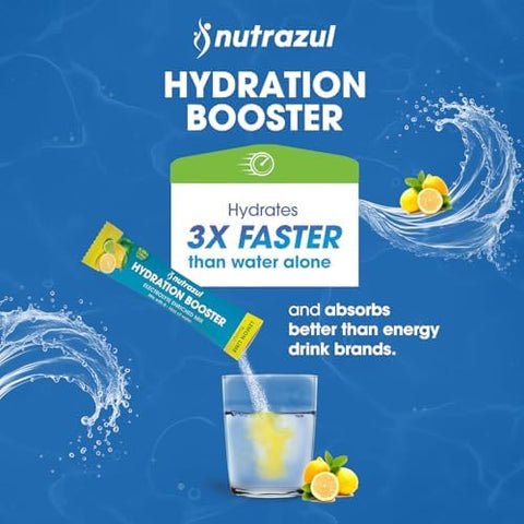Nutrazul Hydration Booster 30 Sticks Rapid Hydration Support Electrolyte Mix With No Artificial Sweeteners Acai Berry Lemon Lime & Passion Fruit Vegan Gluten- Non-Gmo