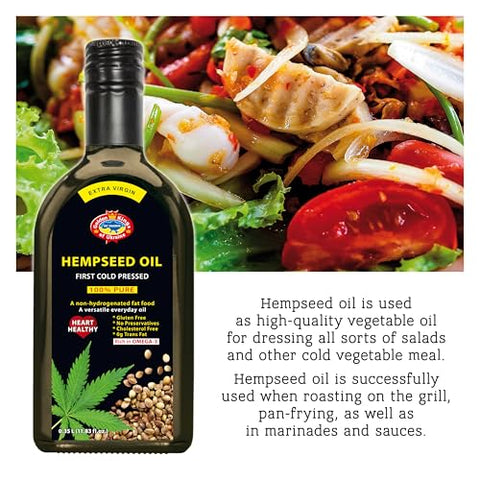 Golden Kings of Ukraine Pure Hemp Seed Cooking Oil - Extra Virgin Cold Pressed Oil - Unrefined and Non-Deodorized 11.83 OZ