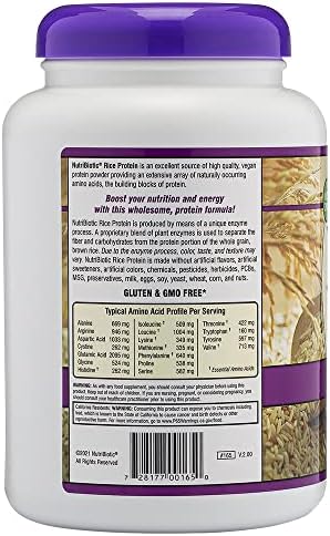 Nutribiotic â€“ Mixed Berry Rice Protein 1 Lb 5 Oz (600G) Low Carb Keto-Friendly Vegan Raw Protein Powder Grown & Processed Without Chemicals Gmos Or Gluten Easy To Digest & Nutrient-Rich