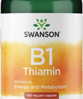 Swanson Vitamin B1 (Thiamin) - Promotes Healthy Metabolism and Provides Energy Support - Natural Vitamin Supplement Supporting Optimum Nerve Cell Function - (250 Capsules 100mg Each)