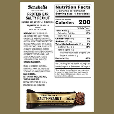 Barebells Protein Bars Salty Peanut 12 Count Pack Of 2 Protein Snacks With 20G Of High Protein Chocolate Protein Bar With 1G Of Total Sugars Perfect On The Go Protein Snack & Breakfast Bars.