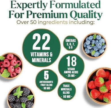 Liquid Multivitamin, Sugar Multi Vitamin For Women Men & Kids, Vitamins A, C, D, B-12, Biotin & Zinc For Beauty, Skin Care, Thicker Hair Growth & Wrinkles, Non-Gmo, Vegan, Berry Flavor, 15 Fl Oz