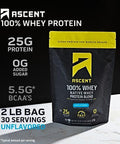 Ascent 100% Whey Protein Powder, Unflavored 2 Lb & Creatine Monohydrate Powder, Unflavored 45 Servings