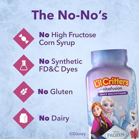Lil Critters Disney Frozen Kids Multivitamin Gummies 190 Count Gummy with Vitamin A B C D E Fruit Flavors Essential Nutrients Gluten and DairyFree Daily Children's Daily Supplement