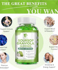 Lukaree (2 Pack) Soursop Graviola Gummies Soursop Leaves Extract W/Vitamin C Zinc & Whole Natural Food For Immunity Liver Zzz & Antioxidant Gluten Vegan 120 Gummies