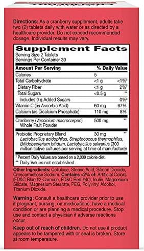 21St Century Cranberry Plus Probiotic Tablets 60 Count