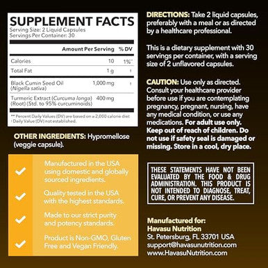 Black Seed Oil Capsules With Turmeric Curcumin Supplement Immune & Digestive Health Support 60 Count Vegan Nongmo Cold Pressed Black Seed Oil With Curcumin (95% Curcuminoids) 1 Month Supply