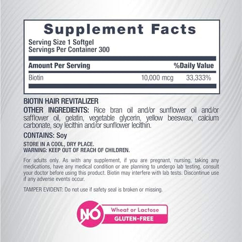 Neocell Biotin Hair Revitalizer 10000Mcg 300 Softgels Daily Nourishing Formula For Women And Men Hair Skin And Nails Supplement