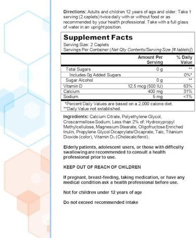 Citracal Petites 400 Mg Calcium Citrate Easily Absorbed And Highly Soluble With 12.5 Mcg (500 Iu) Vitamin D3 Bone Health Support For Ages 12+ Smaller And Easier To Swallow Caplets 375 Count