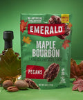 Emerald Maple Bourbon Pecans (1-Pack) | 5oz Resealable Bag | Kosher Dairy Certified, Non-GMO, Contains No Artificial Preservatives, Flavors or Synthetic Colors