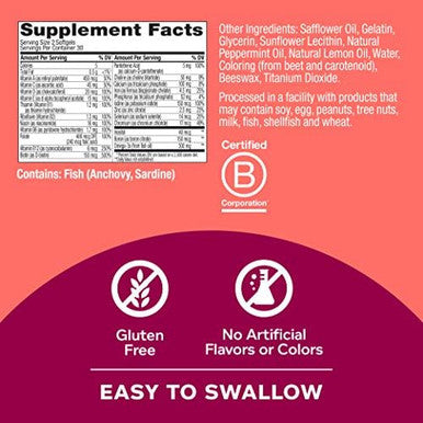 Olly Ultra Women'S Multi Softgels & Probiotic + Prebiotic Gummy Digestive Support And Gut Health 500 Million Cfus Fiber Adult Chewable Supplement For Men And Women Peach 30 Day Supply 30 Count