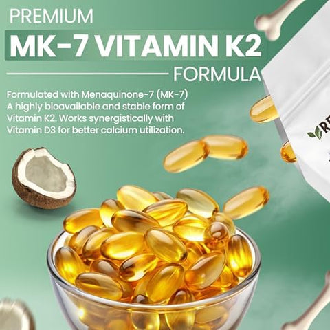 Resilia D3 K2 Vitamin 10000 IU + MK7 200 mcg High Potency Softgels with Coconut Oil for Maximum Absorption Supports Bone Strength Heart Health and Immune System (30 Count)