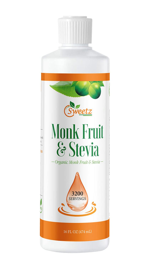 Monk Fruit & Stevia Liquid Sweetener Drops - Natural Sweeteners & Sugar Alternatives - Delicious Blend with No Bitter Aftertaste - Concentrated Sweetener Liquid Drops Extract ÃƒÂ¢Ã¢â€šÂ¬Ã¢â‚¬Å“ 8 FL OZ (1600 Servings)