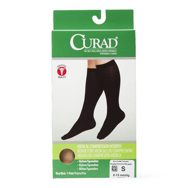 Curad Knee-High Compression Hosiery 8-15 mmHg Short Length Small Pair Beige
