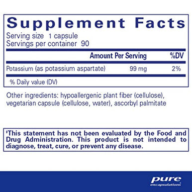 Pure Encapsulations Potassium aspartate 90 vcaps