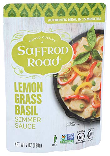 Saffron Road Lemongrass Basil Simmer Sauce, 7oz - Non-GMO, Gluten Free, Halal, Kosher